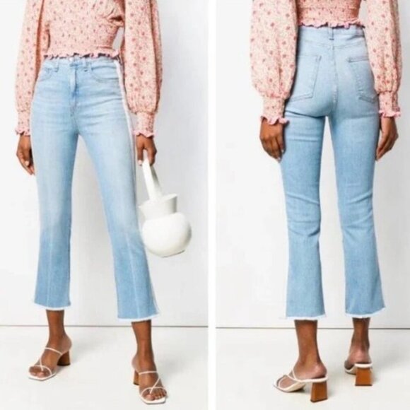 VERONICA BEARD JEANS CARLY 11” KICK FLARE SIZE 25 MADE IN USA RIBBON SIDE DETAIL - Picture 1 of 7
